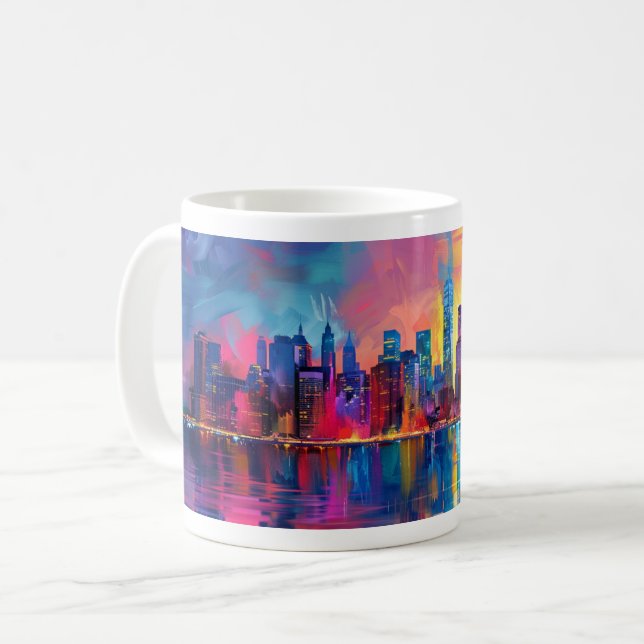 Caneca De Café Abstrato Nova Iorque - Design 1 (Frente Esquerda)