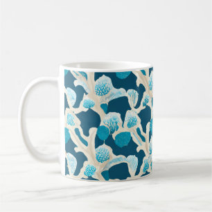 Caneca De Café Abstrato Oceano Azul Padrão costeiro