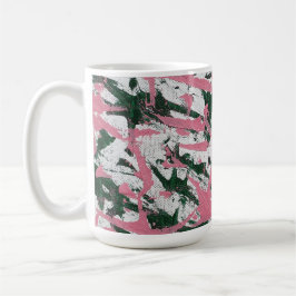 Caneca De Café Abstrato pintura a rosa e verde