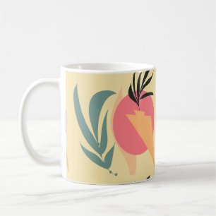 Caneca De Café Abstrato Planta Ilustração Forma Amarelo Rosa