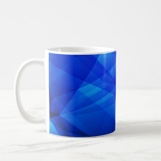 Caneca De Café Abstrato poligonal AZUL escuro. Geométrico triangu (Esquerda)