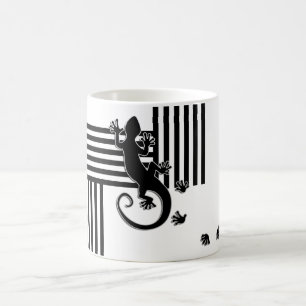Caneca De Café Abstrato preto & branco do geco Running - das