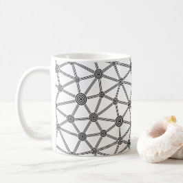 Caneca De Café Abstrato preto e branco com linhas