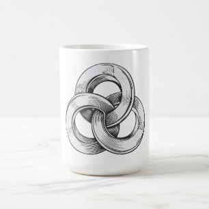 Caneca De Café Abstrato preto e branco de três c interligados