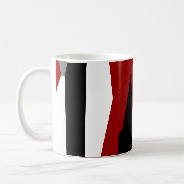 Caneca De Café Abstrato preto e branco vermelho (Esquerda)