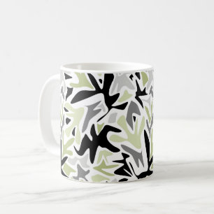 Caneca De Café Abstrato, Preto e Verde, Juventude, Moderno, Criat