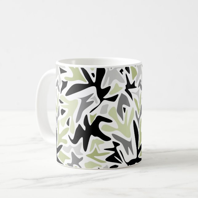 Caneca De Café Abstrato, Preto e Verde, Juventude, Moderno, Criat (Frente Esquerda)