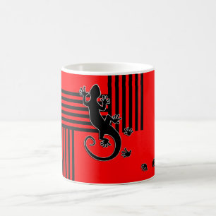 Caneca De Café Abstrato preto & vermelho do geco Running - das