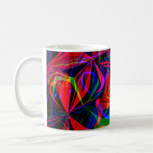 Caneca De Café Abstrato Psicodélico Colorido Vermelho