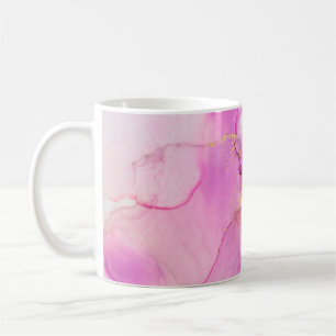 Caneca De Café Abstrato púrpura, lilás, rosa, fundo dourado, pa