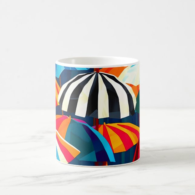 Caneca De Café Abstrato Rainbow Beach Umbrella (Centro)