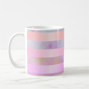 Caneca De Café Abstrato Rainbow Flowers Strips in Watercolor