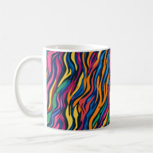 Caneca De Café Abstrato Rainbow Zebra Pattern