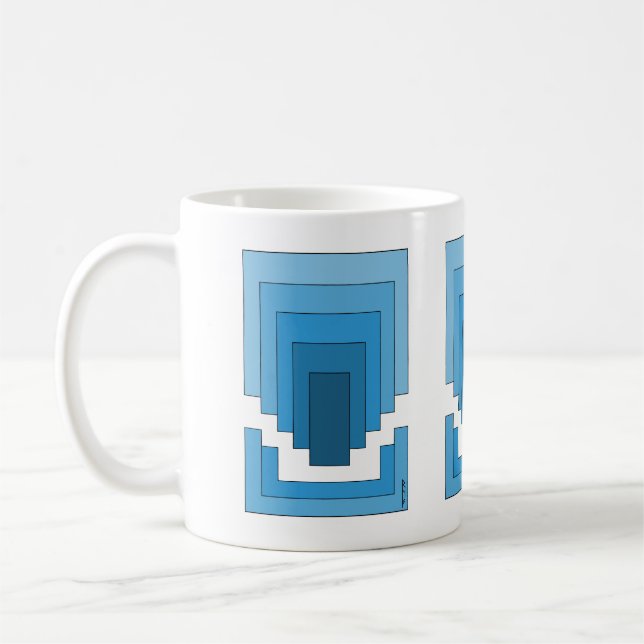 Caneca De Café Abstrato retangular em azul (Esquerda)