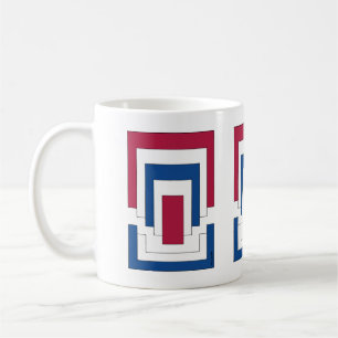 Caneca De Café Abstrato retângulo em vermelho, branco e azul