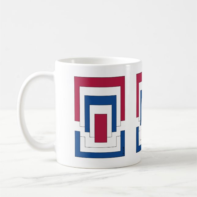 Caneca De Café Abstrato retângulo em vermelho, branco e azul (Esquerda)