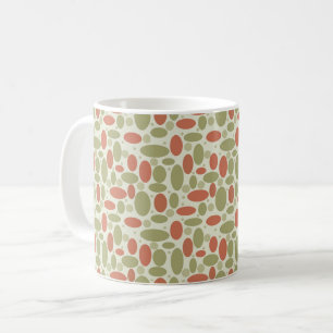 Caneca De Café Abstrato retro castanho bege verde pedras verdes