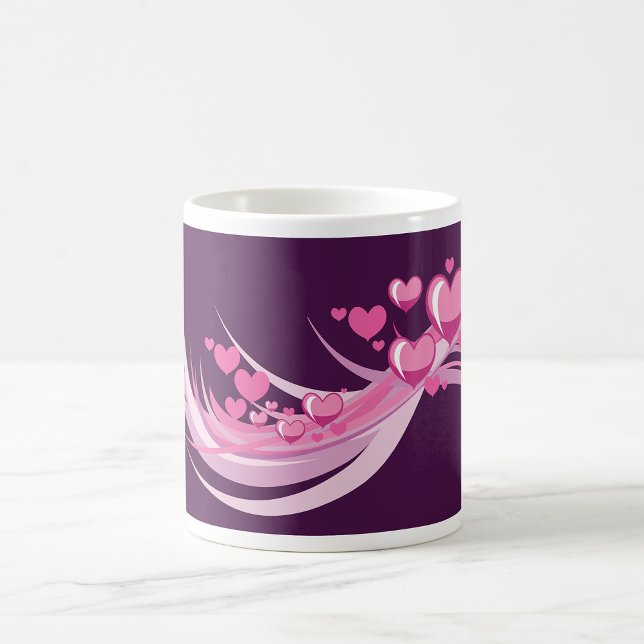 Caneca De Café Abstrato Romântico Corações Rosa Design em Roxo (Criador carregado)