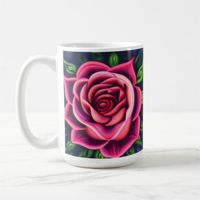 Caneca De Café Abstrato Romântico Rosa Bloom (Esquerda)
