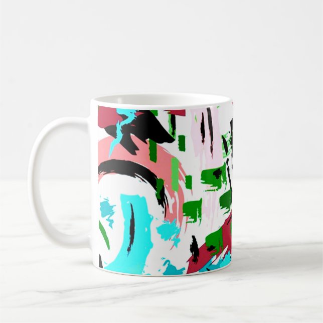 Caneca De Café Abstrato rosa e aqua (Esquerda)