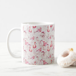 Caneca De Café Abstrato Rosa Flamingos Watercolor Modern