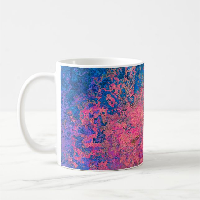 Caneca De Café Abstrato, Rosa, Púrpura e Azul, Tinta Álcool (Esquerda)