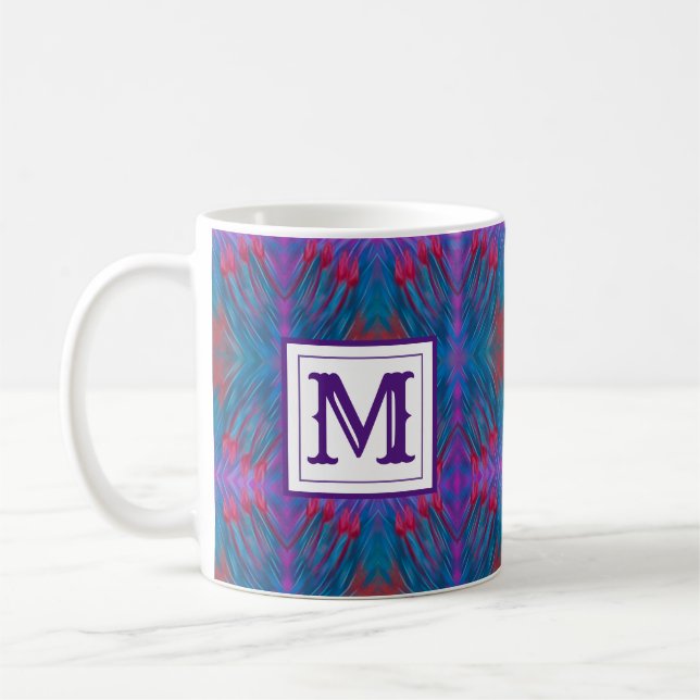 Caneca De Café Abstrato Roxo Monograma Moderno (Esquerda)