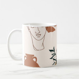 Caneca De Café Abstrato sem costura da cabeça de escultura grega