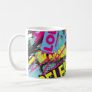 Caneca De Café Abstrato sem falhas com fala em quadrinhos de Pop