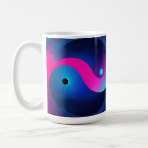 Caneca De Café Abstrato Serenidade: Yin Yang em Rosa e Blues