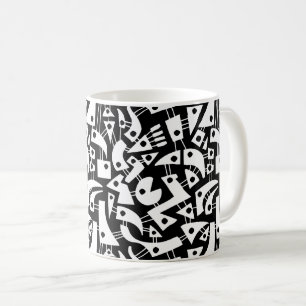 Caneca De Café Abstrato Shapes 180318 - Branco sobre Preto