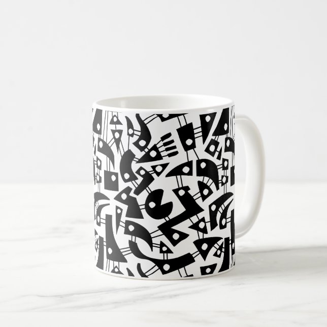 Caneca De Café Abstrato Shapes 180318 - Preto em branco (Frente Esquerda)