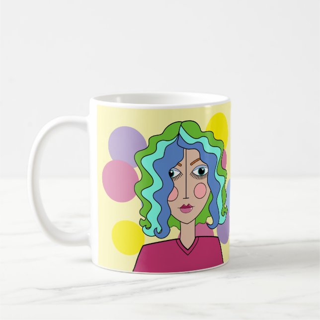 Caneca De Café Abstrato Stylized Face Mug (Esquerda)