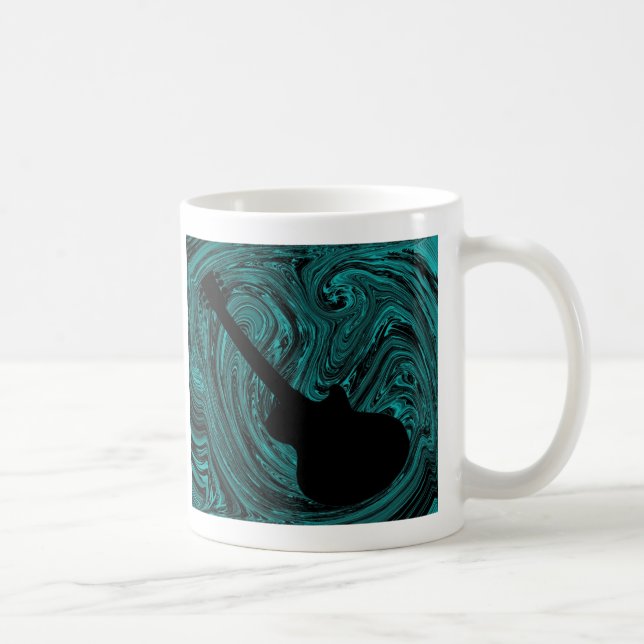 Caneca De Café Abstrato suga guitarra canja, teal (Direita)