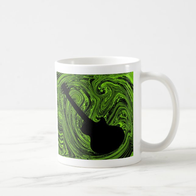 Caneca De Café Abstrato suga guitarra mug, verde (Direita)