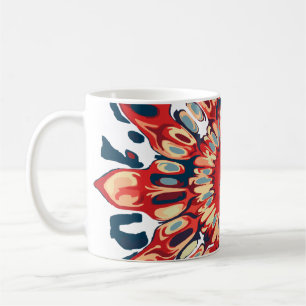 Caneca De Café Abstrato SUN FLOWER - azul vermelho + seu backgr.
