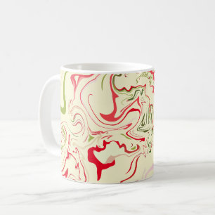 Caneca De Café Abstrato Swirl Art com vermelho e verde vibrantes