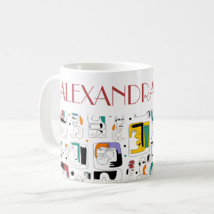 Caneca De Café Abstrato tribal maya antigo padrão 1