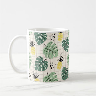 Caneca De Café Abstrato tropical sem costura com folha de palma 