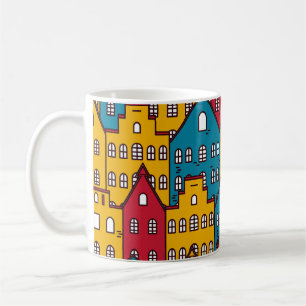 Caneca De Café Abstrato urbano: padrão de cidade de vintage