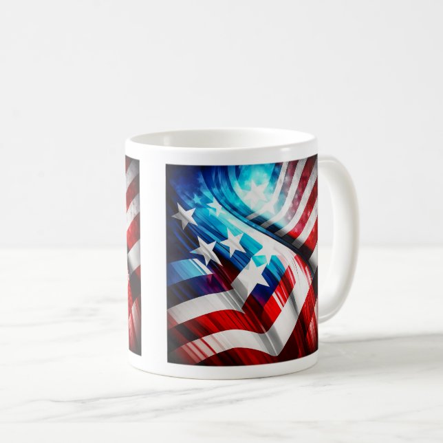 Caneca De Café Abstrato USA Flag Classic Mug, 11 oz (Frente Esquerda)
