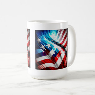 Caneca De Café Abstrato USA Flag Classic Mug, 15 oz