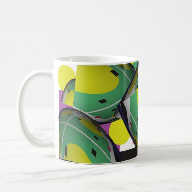 Caneca De Café Abstrato Verde 3 (Esquerda)