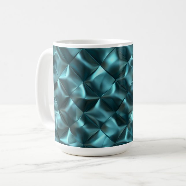Caneca De Café Abstrato Verde Azul Teal (Frente Esquerda)