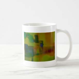 Caneca De Café Abstrato Verde Moderno Amarelo