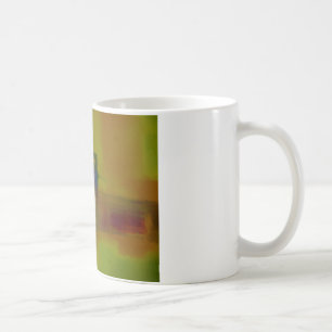 Caneca De Café Abstrato Verde Moderno Amarelo