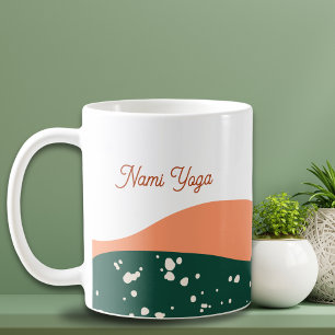 Caneca De Café Abstrato Verde Moderno Terra Cotta Yoga