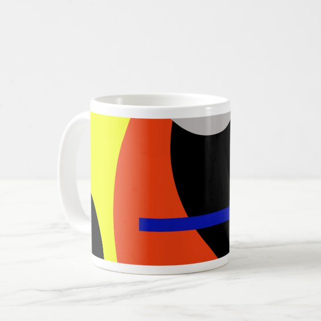Caneca De Café Abstrato Vermelho Amarelo (Frente Esquerda)