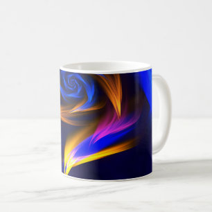 Caneca De Café Abstrato Vortex Forma Azul Laranja