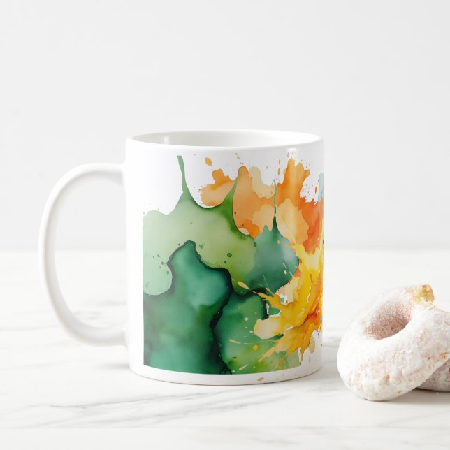 Caneca De Café Abstrato Watercolor Mug (Com Donut)